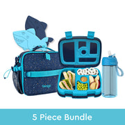 Bentgo Kids Prints Lunch 5-Piece Set with Ice Packs - Abyss Blue Speckle Confetti